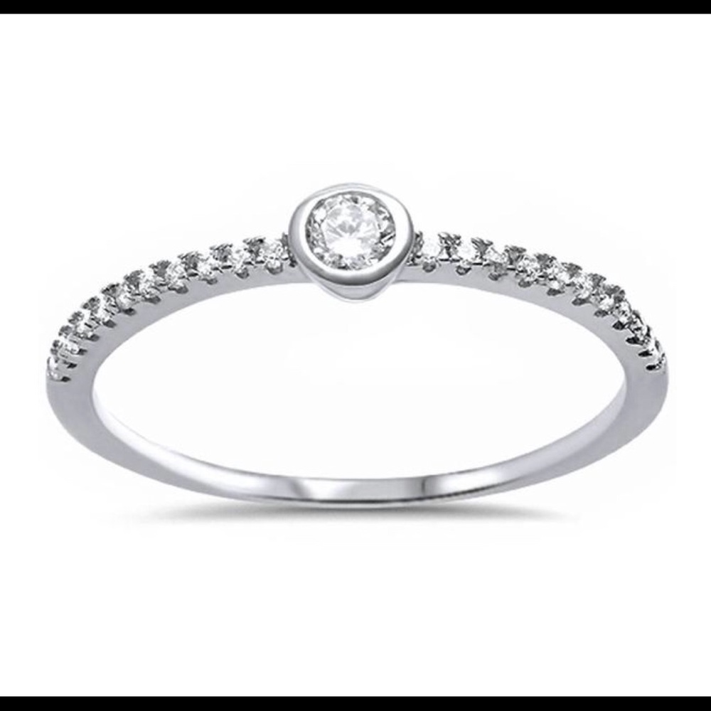 14K Gold Plated CZ Cubic Bezel 925 Silver Ring